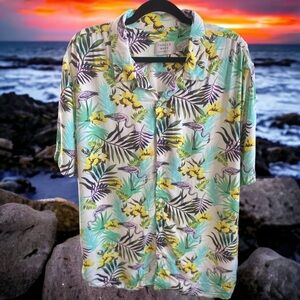 Men’s Thread Wave Famingo tropical button down shirt Size XL